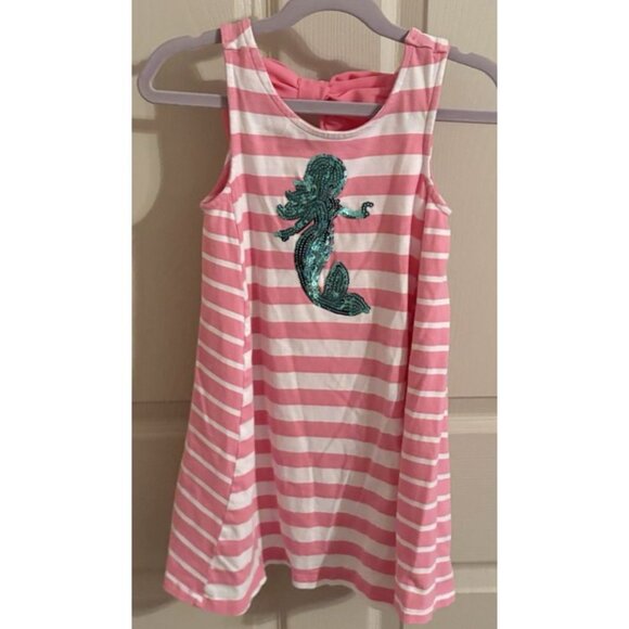 Girls Dress Pink Stripe Mermaid Sundress Size 5T - Picture 2 of 3